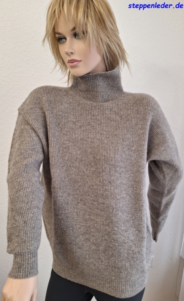 Damen-Rollkragenpullover aus 70% Yak und 30% Schafwolle in grau; aus der Mete ® Collection